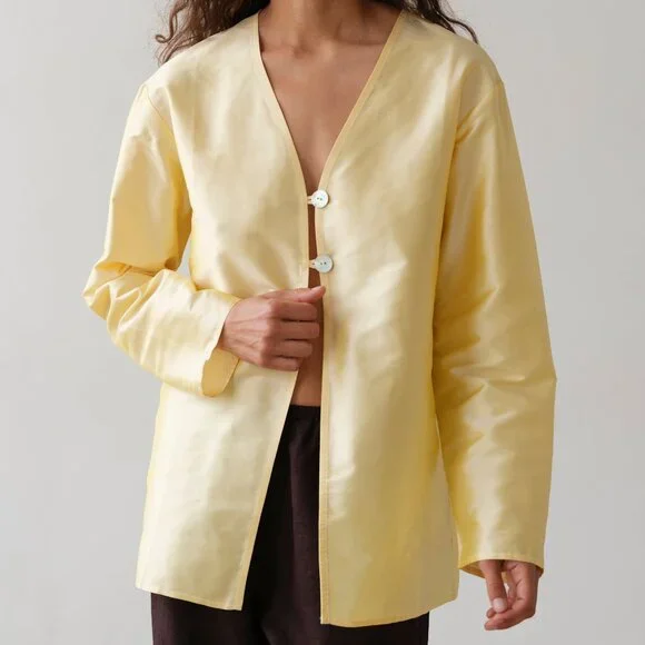 DONNI Taffeta Split Top Butter / L - Picture 1 of 3